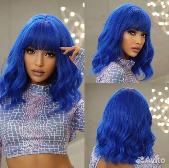 Парик ярко синий