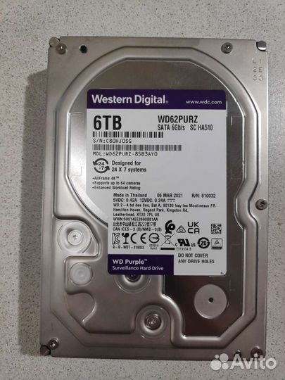 Жёсткий диск WD Purple WD60purz 6тб 3,5