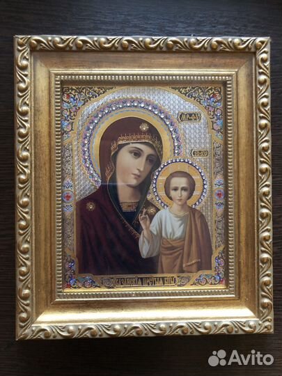 Казанская икона Божьей Матери в раме 21х18