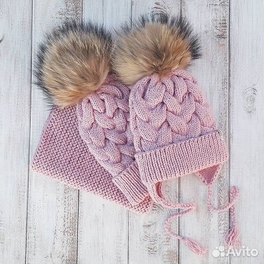 Комплекты мама и дочка шапка и снуд
