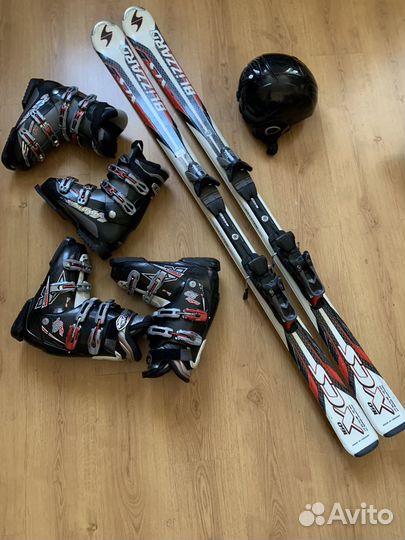 Горные лыжи Blizzard 160+ботинки +шлем Atomic L