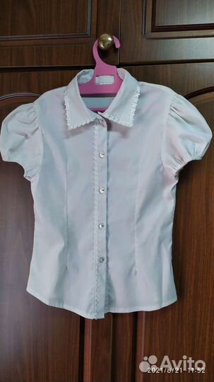Блузка белая для девочек 128
