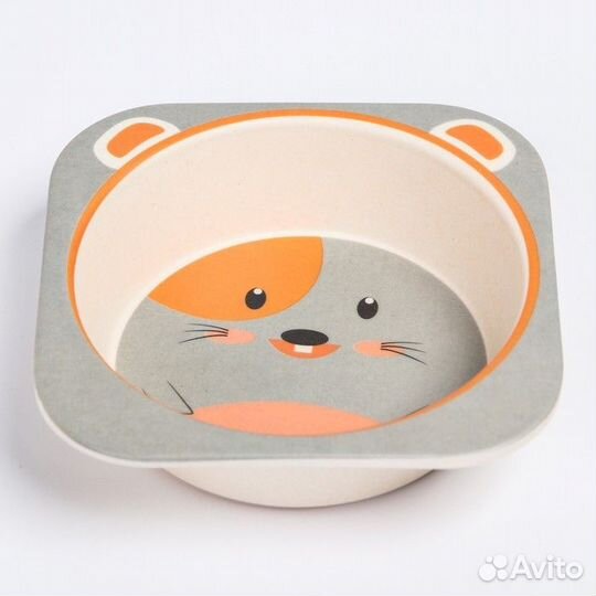 Набор бамбуковой посуды 'Мышка', тарелка, миска, с