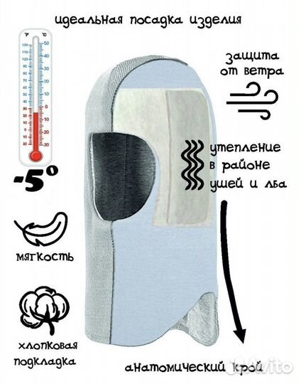 Шапка шлем чудо кроха р. 46-48