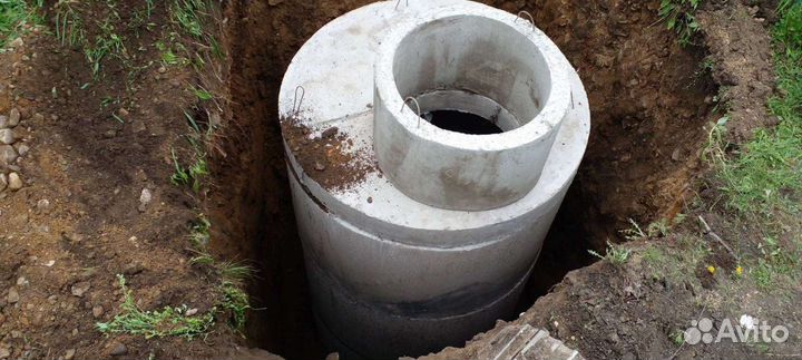 Установка септика из бетонных колец диаметром 1.5м