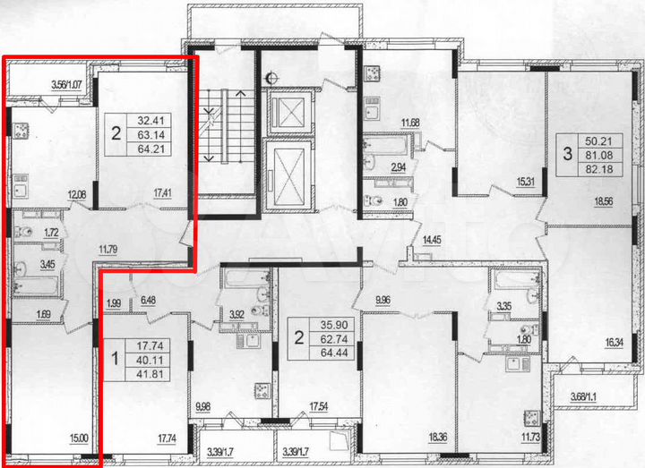 2-к. квартира, 64,2 м², 9/12 эт.
