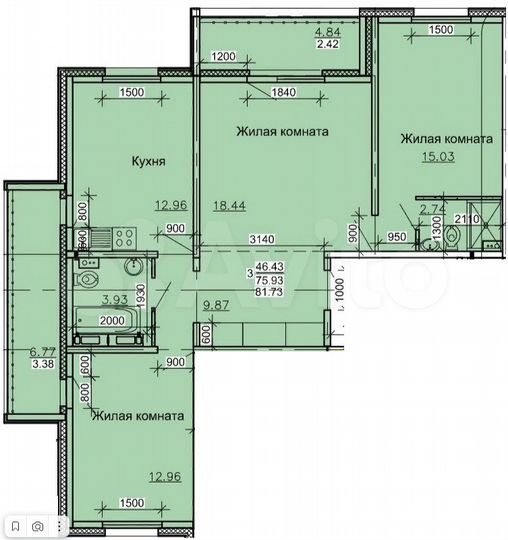 3-к. квартира, 81,7 м², 6/10 эт.