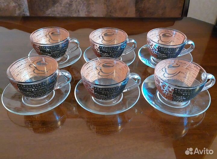 Набор стеклянных чашек TEA & coffee SET новый