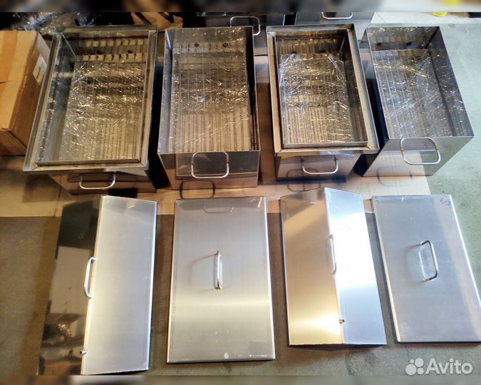 Коптильня горячего копчения 2 уровня поддон