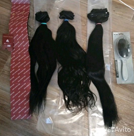 Натуральные волосы на заколках #1(черные)