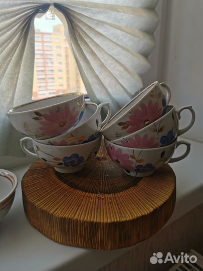 Чайные чашки СССР, синяя посуда