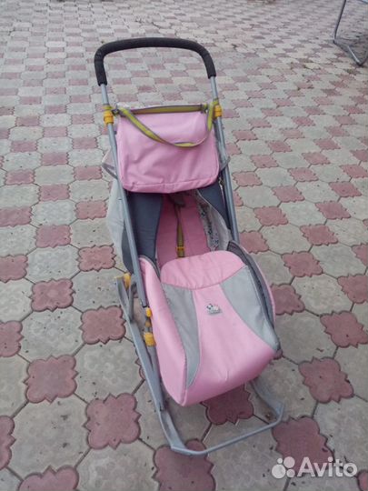 Детские зимние санки с колёсами