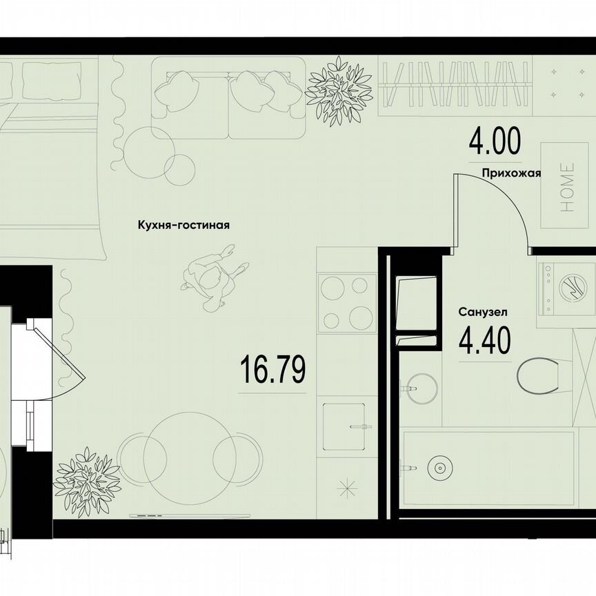 Квартира-студия, 26,3 м², 6/12 эт.