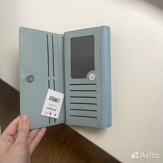 Кошелек женский бежевый/голубой