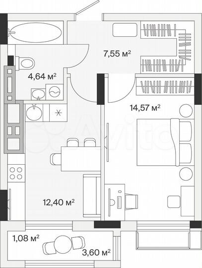 1-к. квартира, 40,2 м², 6/7 эт.