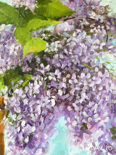 Картина маслом сирень 30*30 см