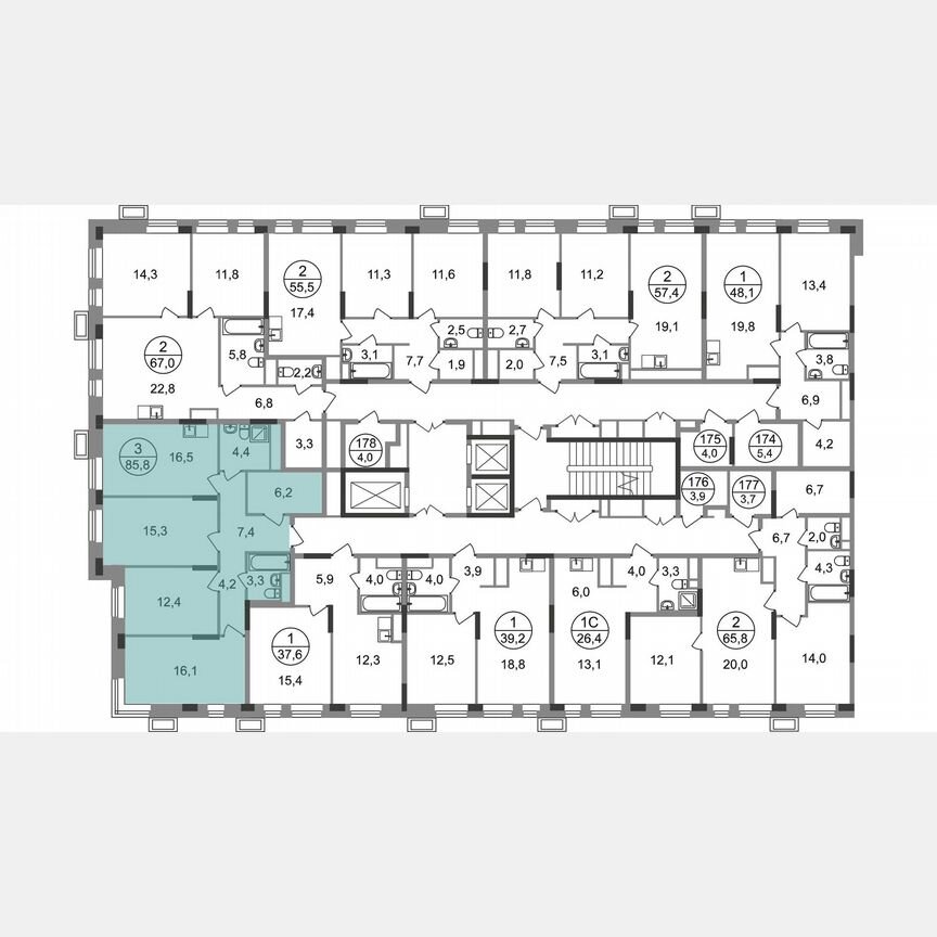 3-к. квартира, 85,8 м², 17/19 эт.