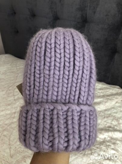 Зимняя шапка крупной вязки. Ручная работа