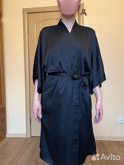 Victoria's secret черный халат S-L (свободный)