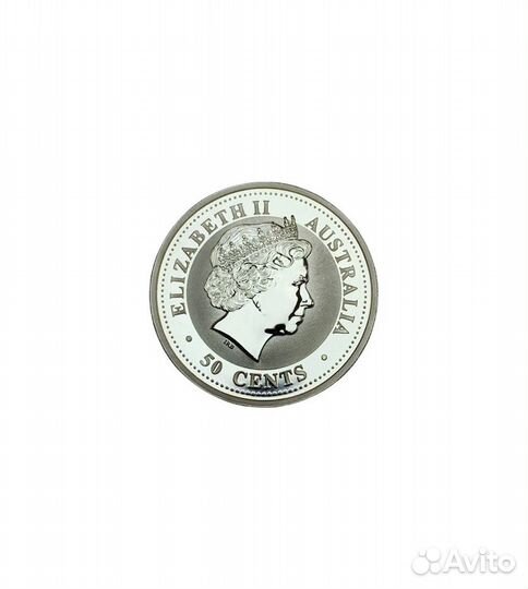 Монета серебряная 50 cents 2004г год обезьяны