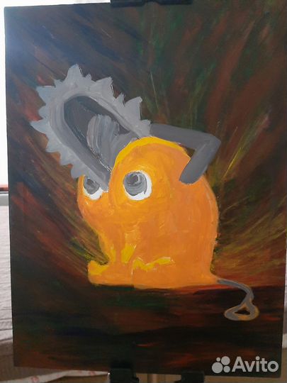 Картина на холсте. Почита из человека-бензопилы