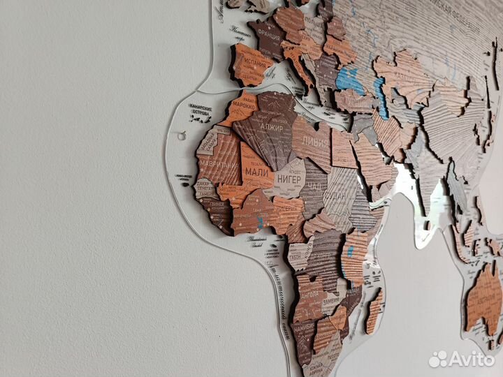 Деревянная карта мира самая подробная