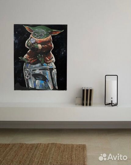 Картина Мандалорец Малыш Йода Грогу