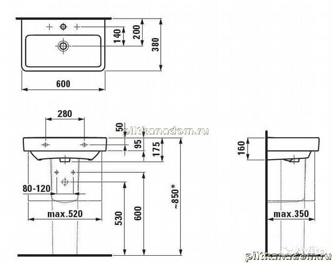 Laufen Pro S 8.1895.9.000.104.1 раковина 60х38
