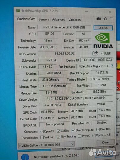 Palit GeForce GTX 1060 GamingPro OC 6Gb