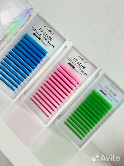 Неоновые ресницы 0.07 mix D 7-17mm iconsicn