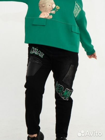 Джинсы с начесом, теплые, размер 58 - 60