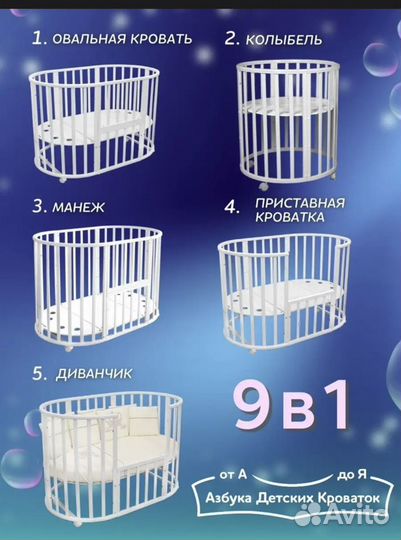 Детская кроватка трансформер 9 в 1