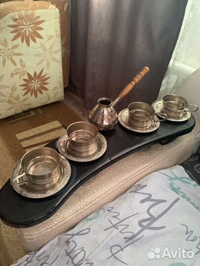 Турка для кофе СССР и четыре кофейные пары