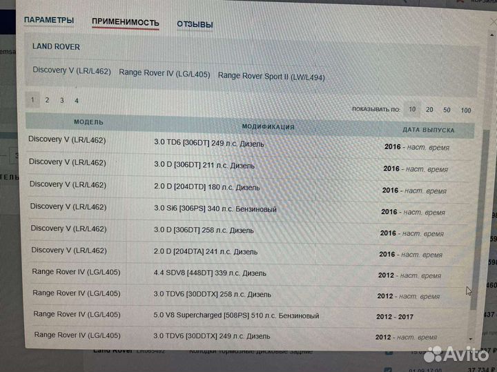 Тормозные колодки Land Rover