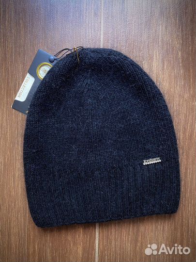 Шапка ангора шерсть меринос теплая черная