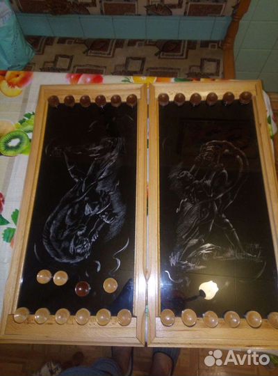 Нарды ручной работы со стеклом размер 65# 30