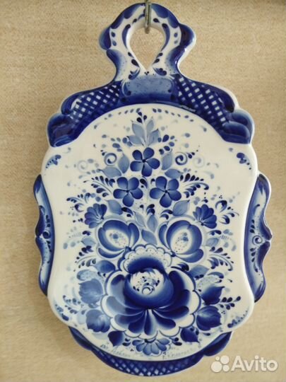 Сырная доска.Гжель,фарфор