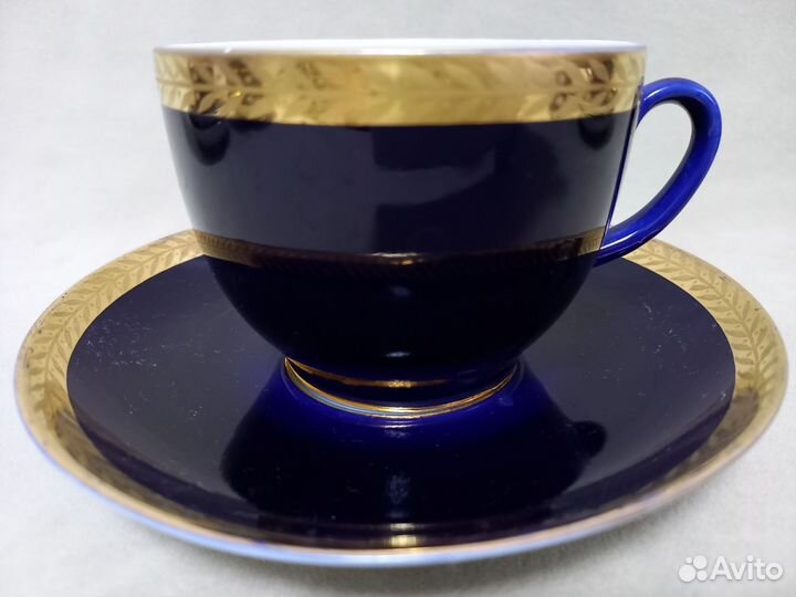 Чайные пары лфз Кобальт Золотой фриз, Колосок,СССР