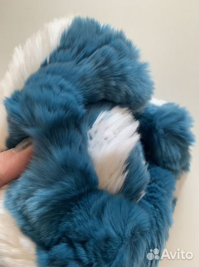 Новый Берет вязаный кролик натуральный мех