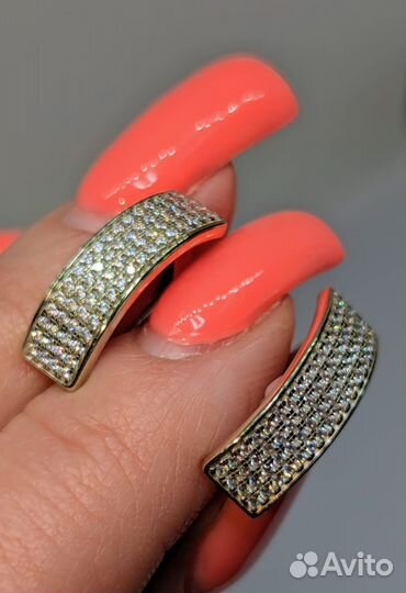 Золотые серьги белое золото 585