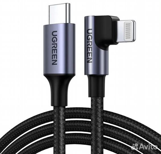Кабель угловой ugreen US305 1м черный USB-C to Li