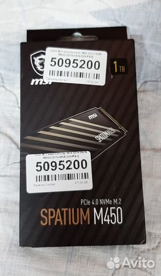 1000 гб SSD M.2 накопитель MSI spatium M450 S78-44