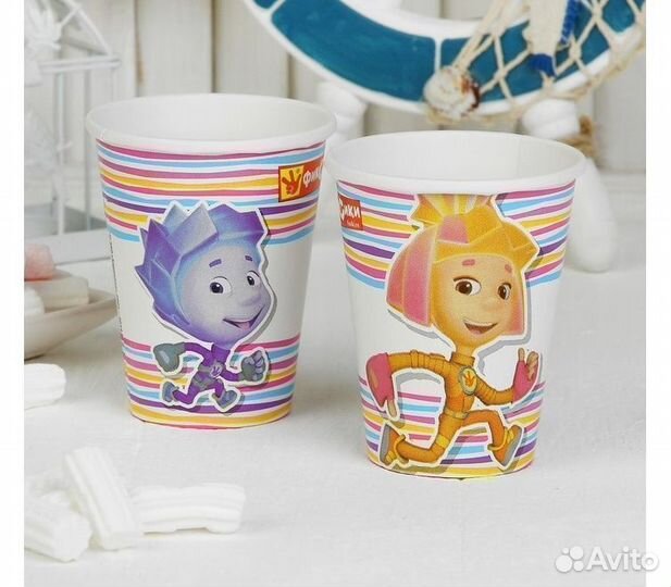 Детские стаканы для праздника Фиксики, 8 шт