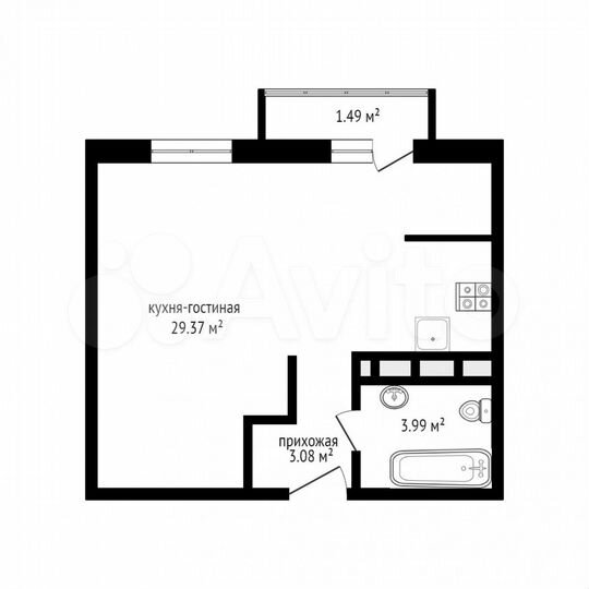 Квартира-студия, 36,8 м², 10/20 эт.