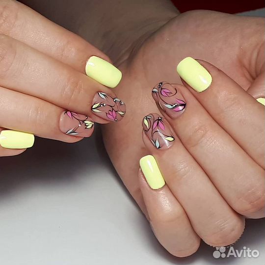 Наращивание ногтей, покрытие г/ лаком