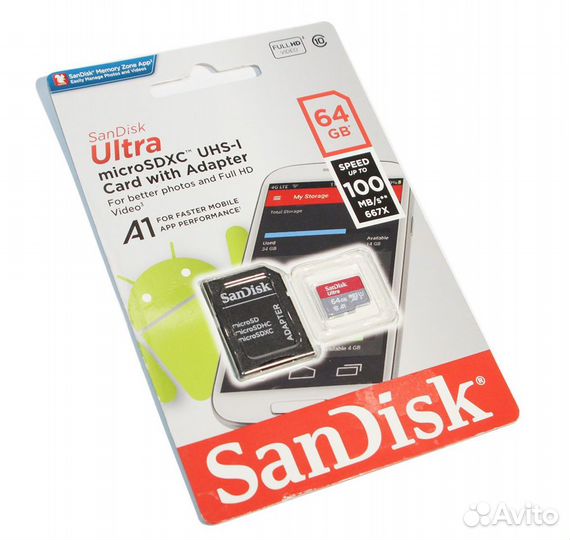 Карта памяти MicroSD Sandisk Ultra 64gb