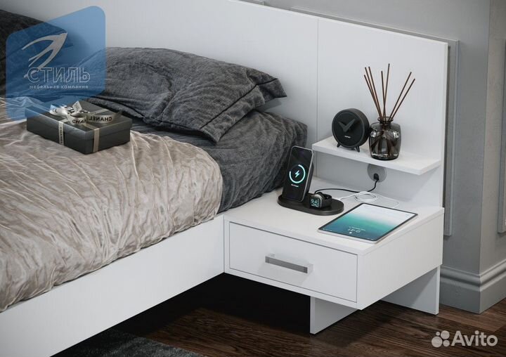 Эва тм-007 Прикроватная тумба Белый (Гладкий)