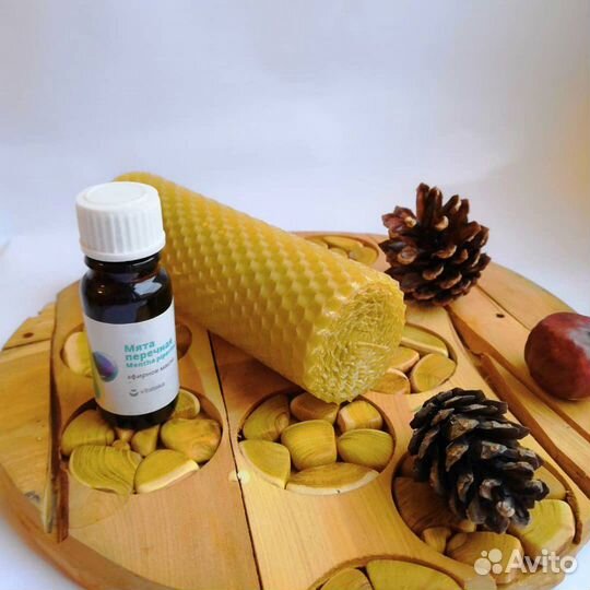 Натуральные свечи из воска с травами и эфирными ма