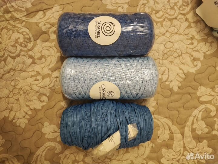 Трикотажная пряжа biskvit и шнур карамель