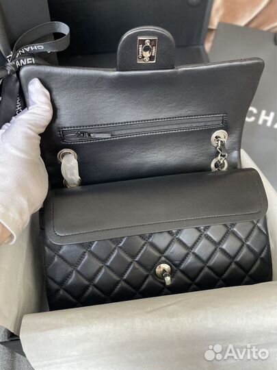 Сумка chanel flap bag гладкая кожа